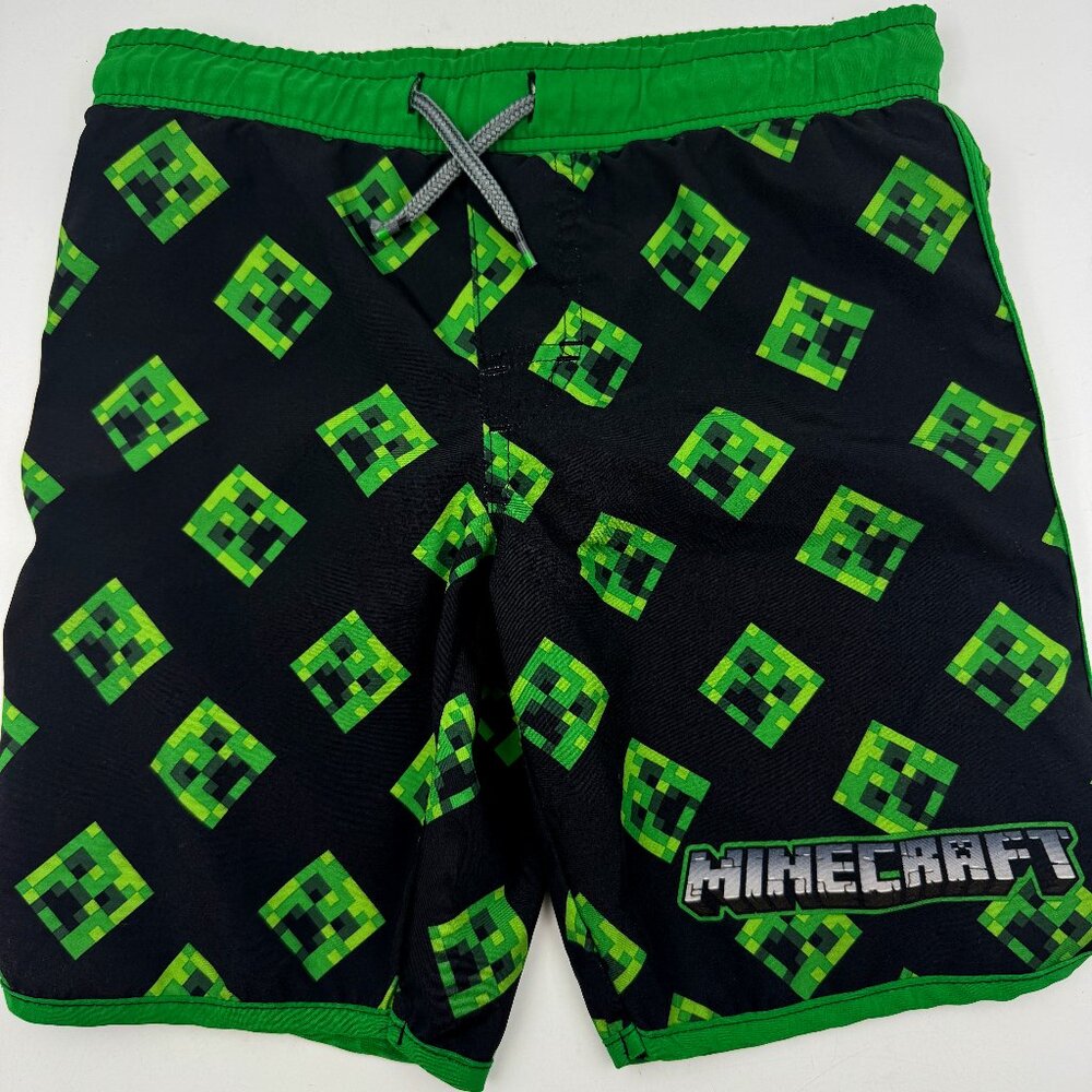 Minecraft Boys Swim Shorts Trunks Youth Small 6 7 Creeper Green Pool Mojang